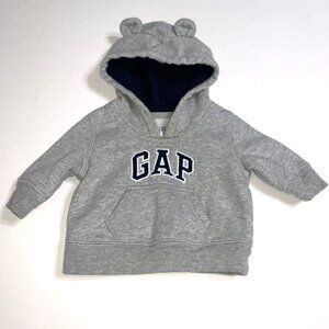 Baby Gap Bear Hoodie 0-3 Months Heather‎ Gray.